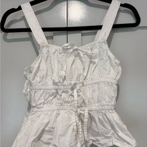 Women's White Ruffled Tank Top